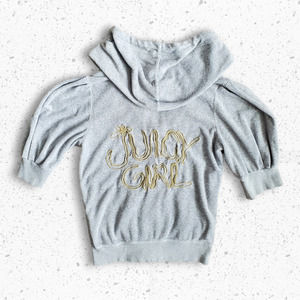 Vintage Juicy Couture Y2K Velour Track Jacket Gray Juicy Girl Women’s Sz M